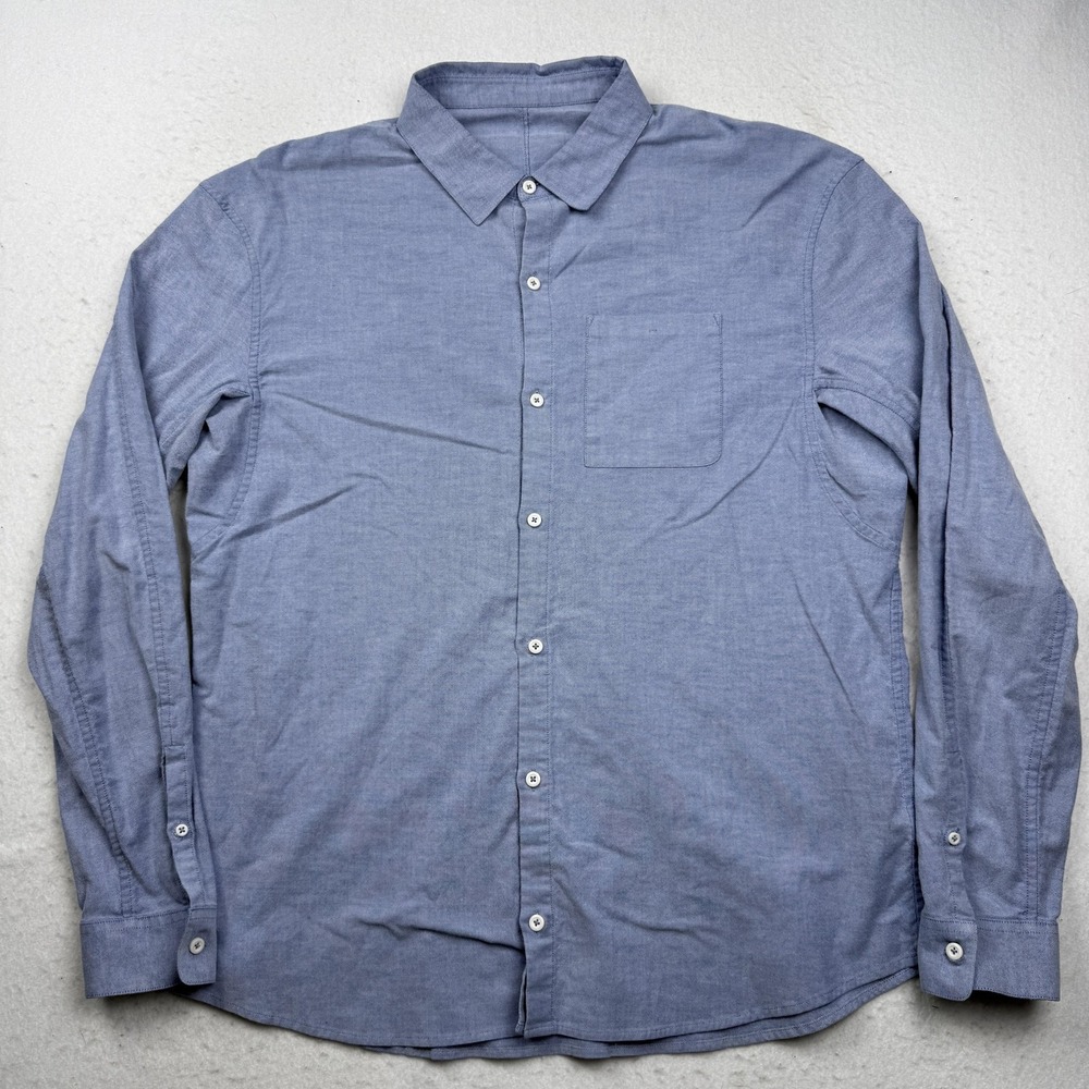 Lululemon Shirt Mens XL Blue Solid Chambray Long Sleeve Button Up Casual